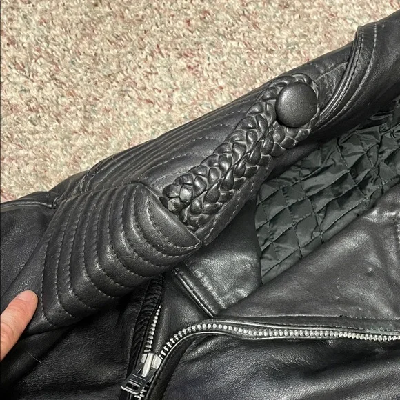 Vintage Men's Black Leather motorcycle padded quilted Jacket - Picture 5 of 13